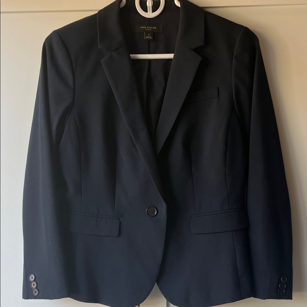Ann Taylor Women's Dark Navy suit with blazer and side split skirt